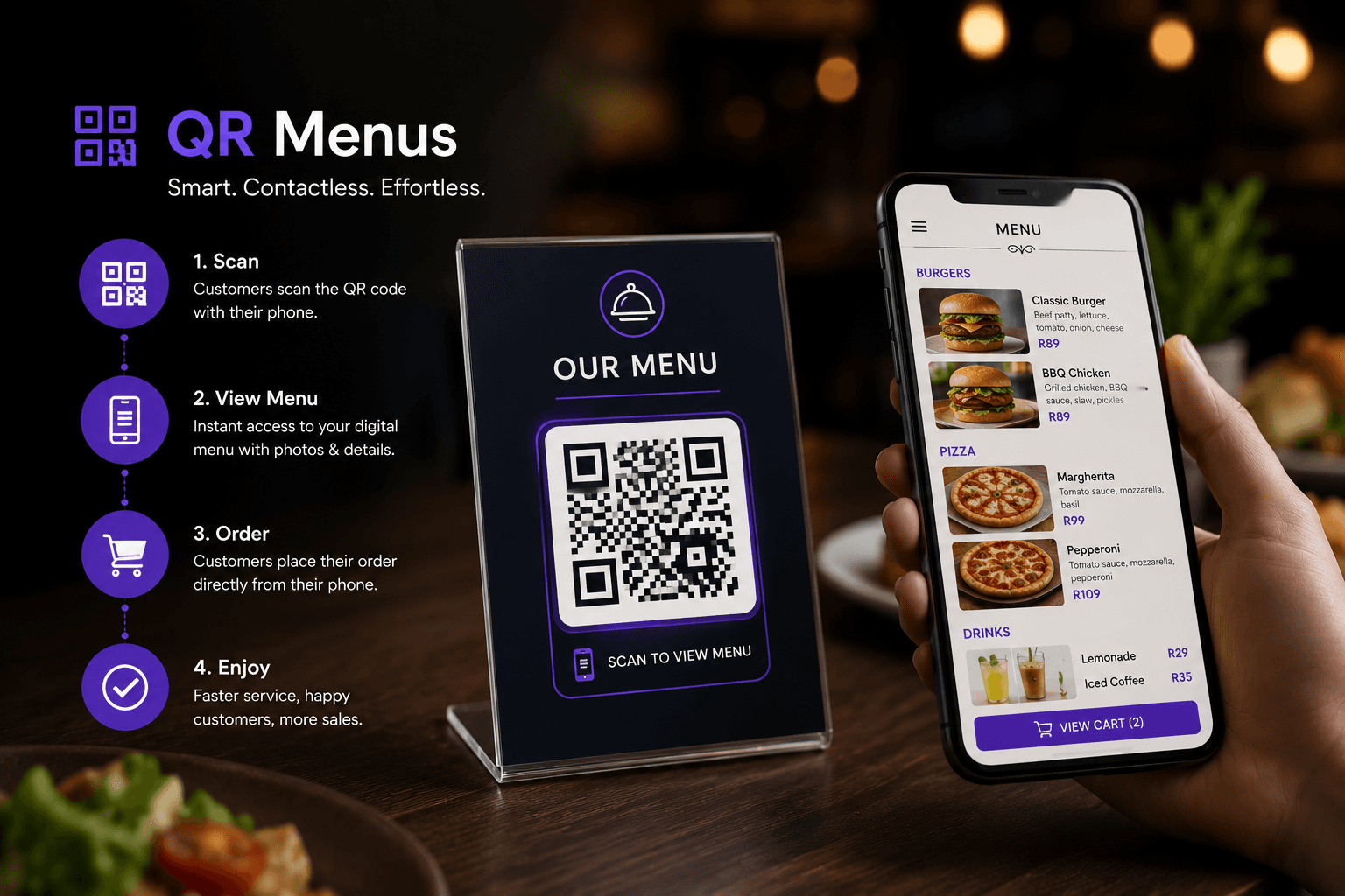 QR restaurant menu opened on a smartphone